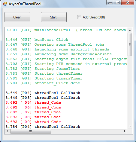 Asynchronous actions on ThreadPool